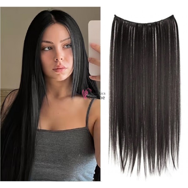 Extensie de par cu 4 Clips On delux simpla dreapta de 51 cm, Brunet Natural 39696